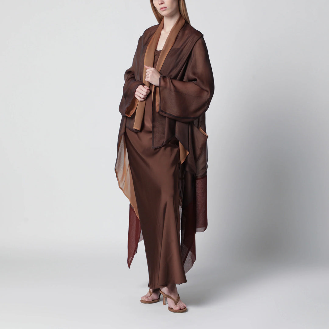 Alberta Ferretti - Brown cape in silk organza