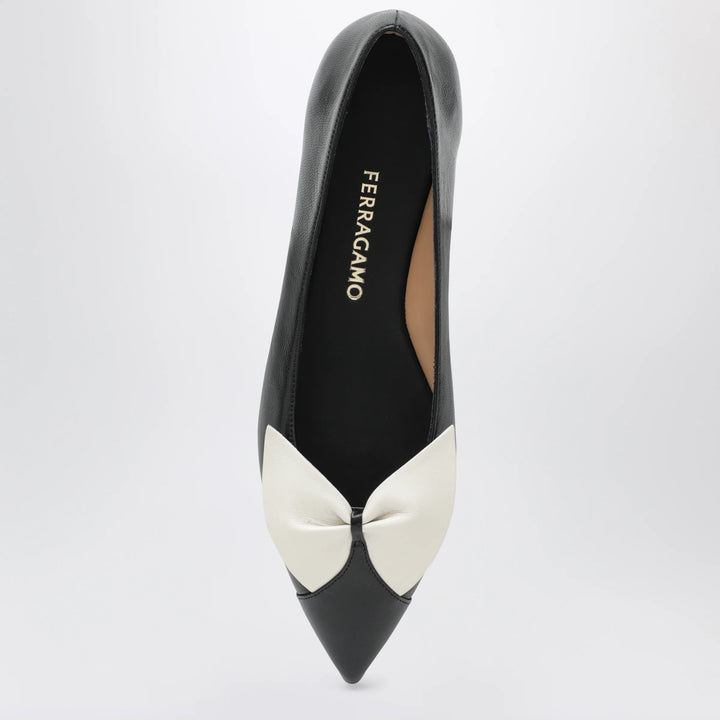 Ferragamo - Soft bow ballerina flats Black/Mascarpone