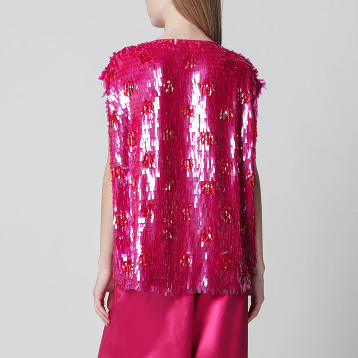 Dries Van Noten - Fuchsia silk top with sequins