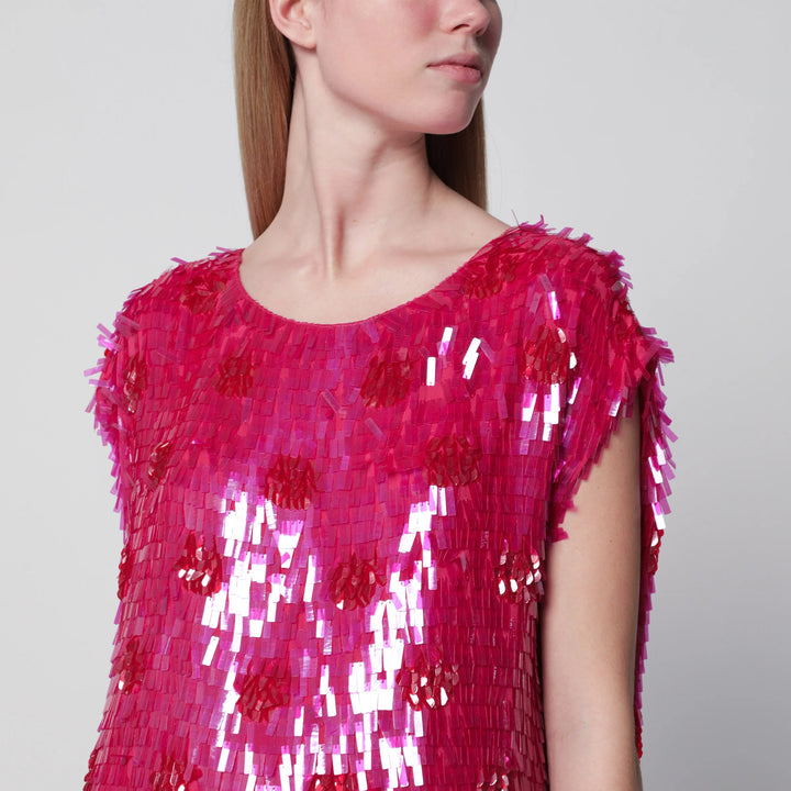 Dries Van Noten - Fuchsia silk top with sequins