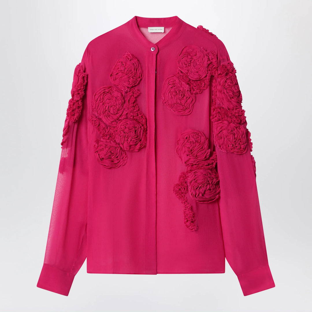 Dries Van Noten - Fuchsia shirt with embossed roses
