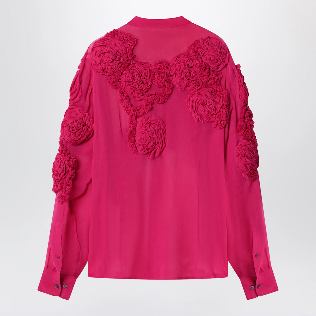Dries Van Noten - Fuchsia shirt with embossed roses
