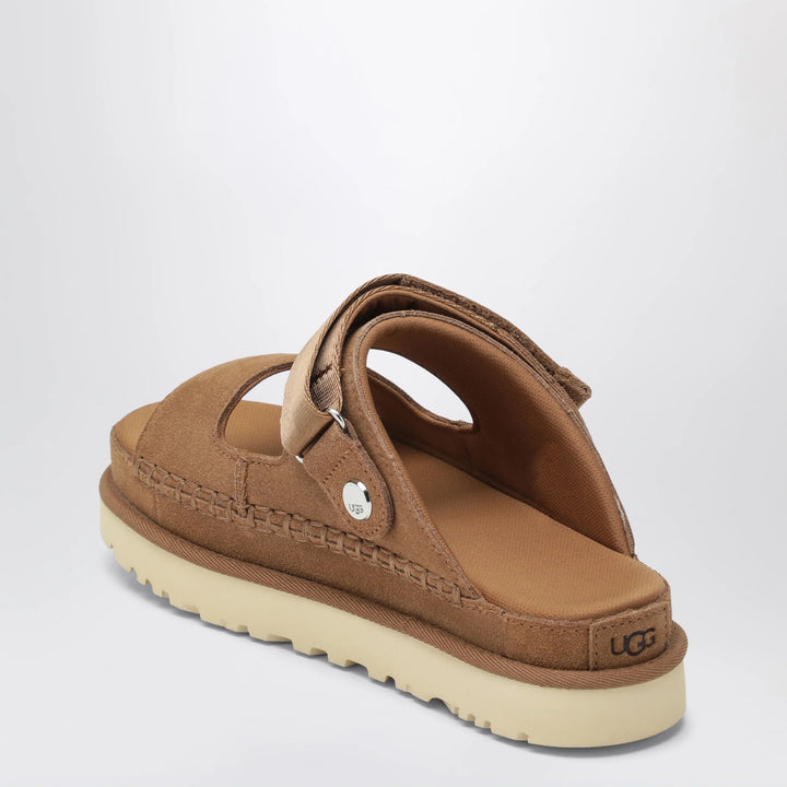 UGG - Goldenstar Glide suede sandals in chestnut