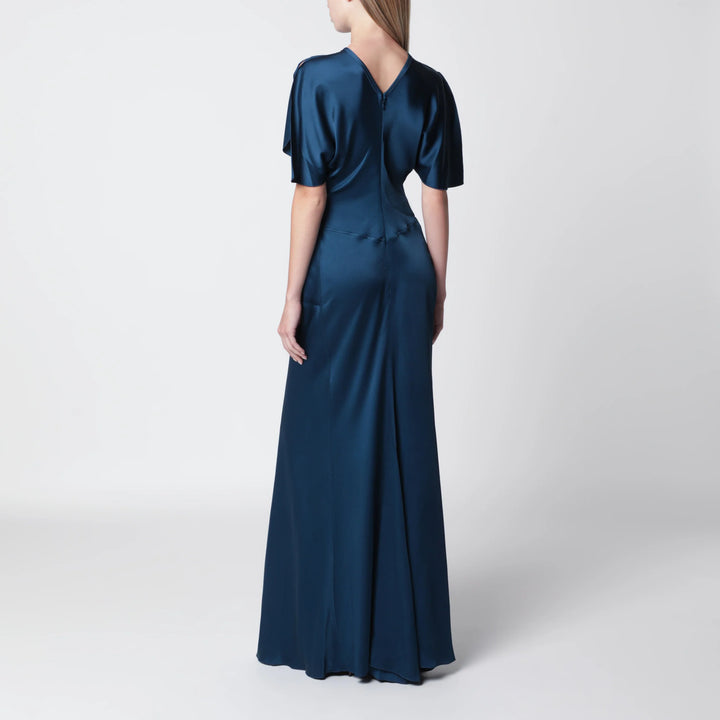 Victoria Beckham - Ocean blue Isabella satin crêpe maxi dress