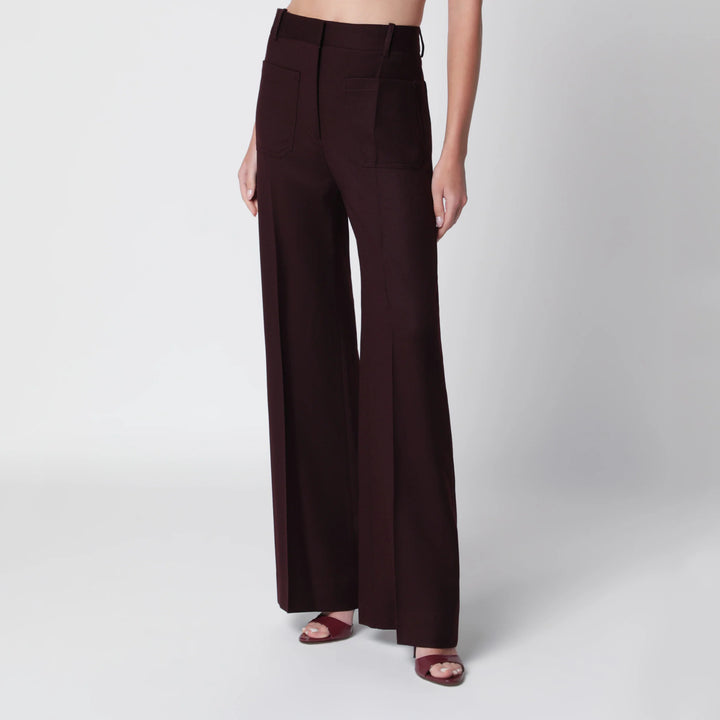 Victoria Beckham - Dark Acai purple virgin wool flannel trousers