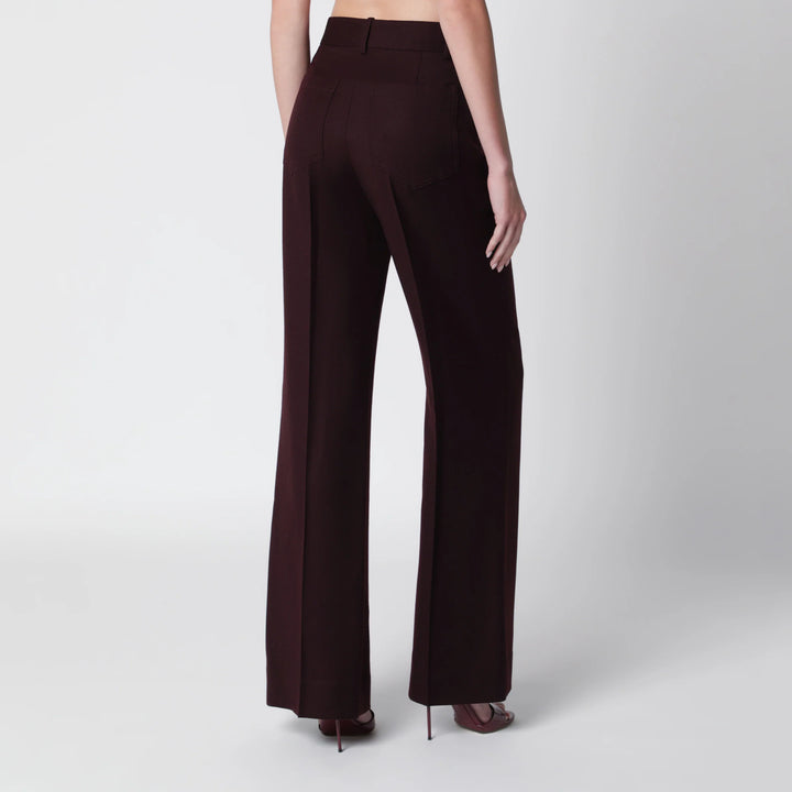 Victoria Beckham - Dark Acai purple virgin wool flannel trousers