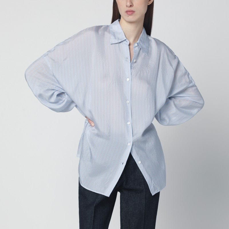 Shirts & Tops Dries Van Noten - Light blue striped oversized cupro shirt - S Brand
