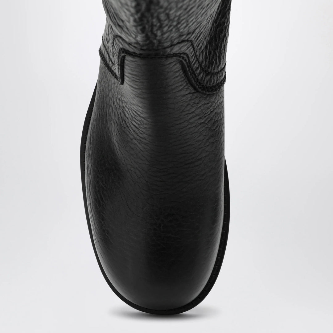Dries Van Noten - Black leather biker boots