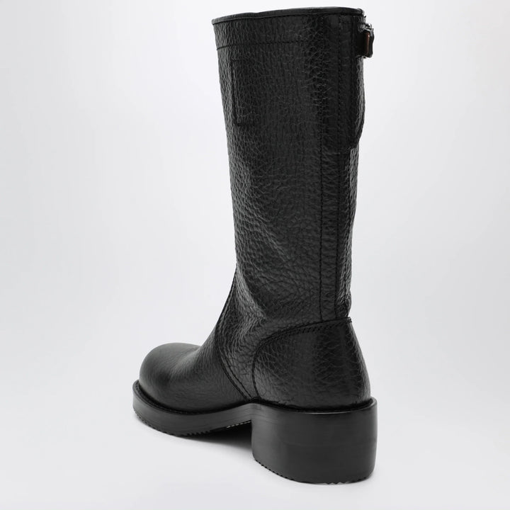 Dries Van Noten - Black leather biker boots