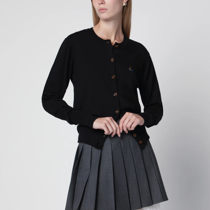 Vivienne Westwood - Bea cotton-cashmere cardigan with Orb embroidery, black Brand Apparel &amp; Accessories > Clothing > Shirts &amp; Tops S