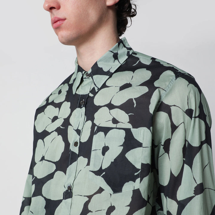 Dries Van Noten - Shirt with Floral Print Pistachio Color