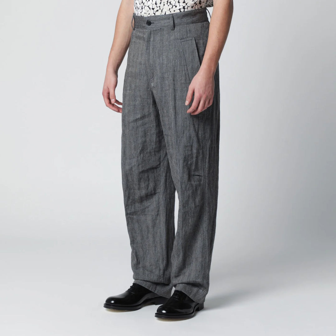 Dries Van Noten - Black herringbone trousers