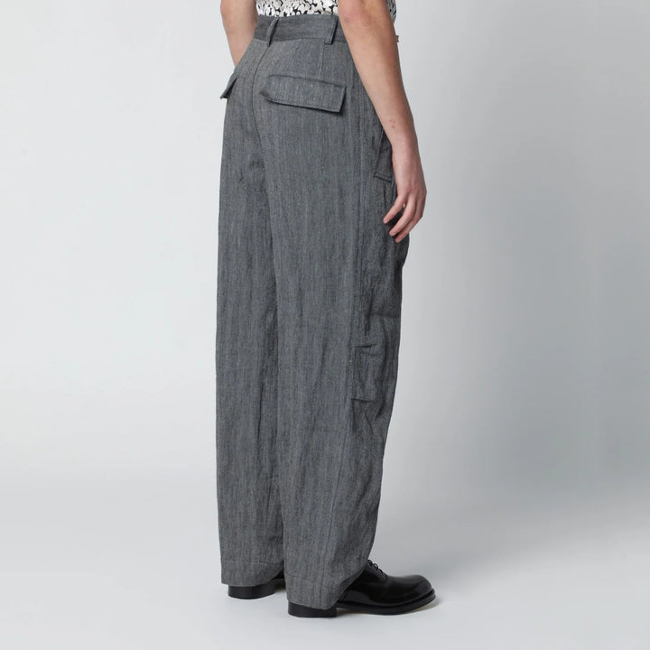 Dries Van Noten - Black herringbone trousers