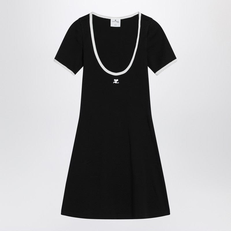 Dresses Courrèges - White/black mini dress in cotton - S Brand