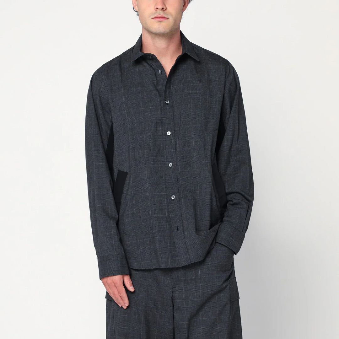 Sacai - Gray plaid wool shirt jacket