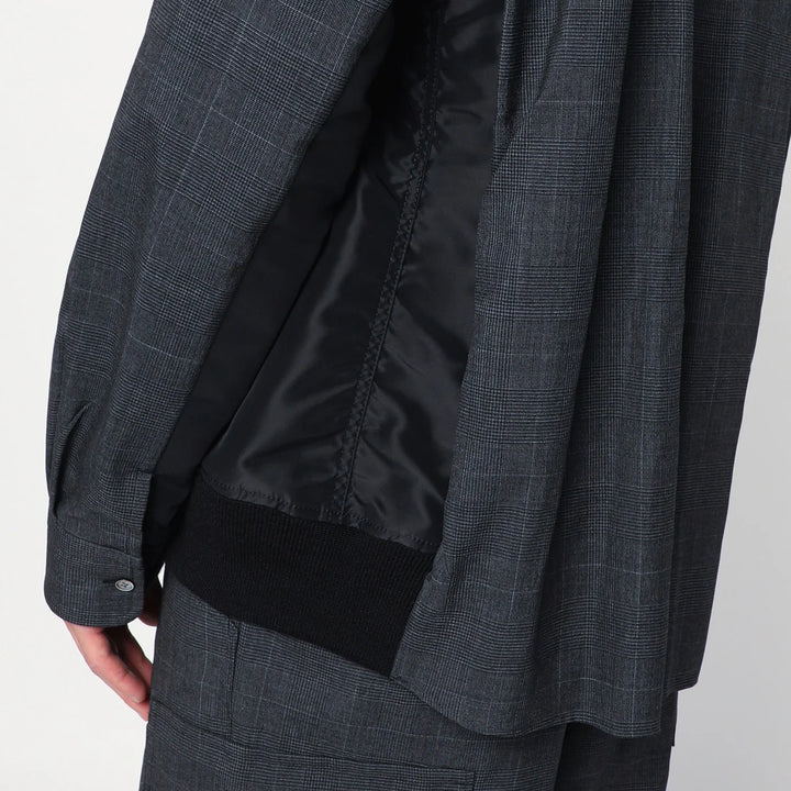 Sacai - Gray plaid wool shirt jacket
