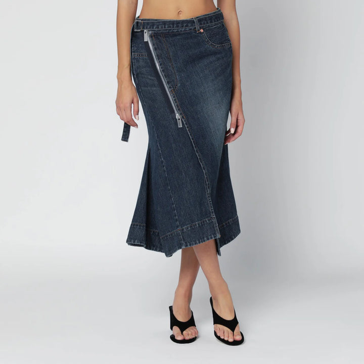 Sacai - Asymmetric blue denim skirt