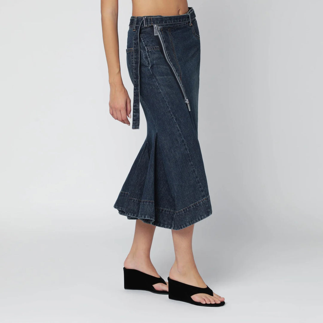 Sacai - Asymmetric blue denim skirt