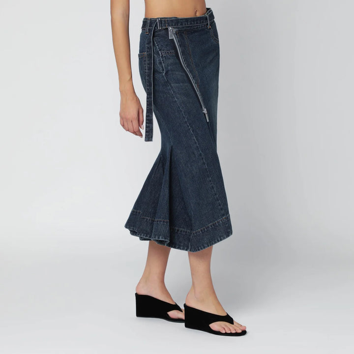 Sacai - Asymmetric blue denim skirt
