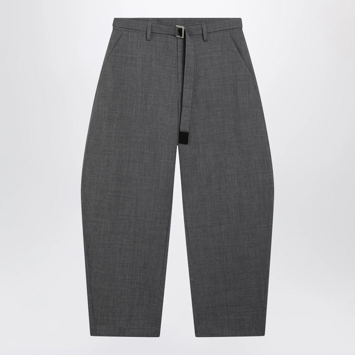Sacai - Grey wool trousers with belt