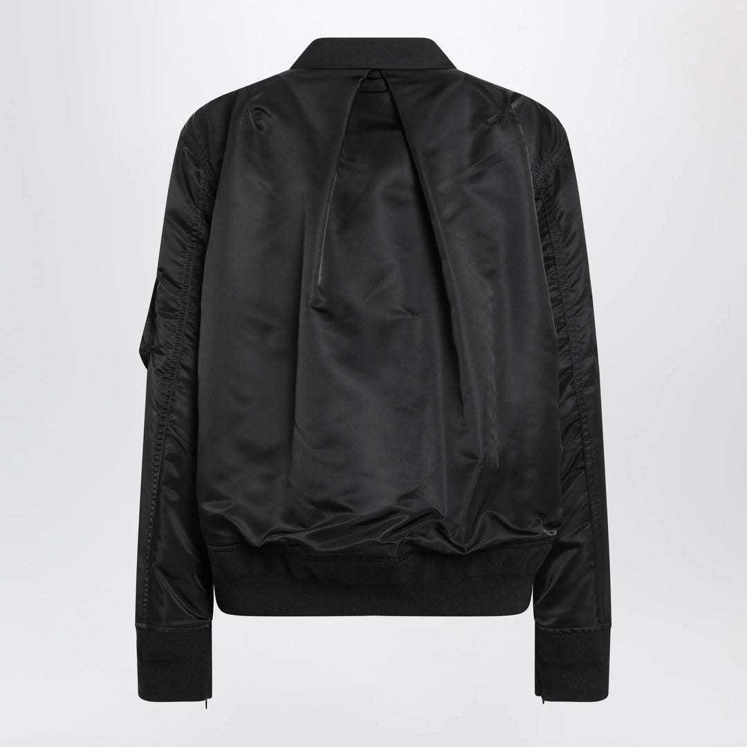 Sacai - Black double-breasted wool and nylon blend jacket