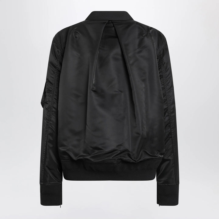 Sacai - Black double-breasted wool and nylon blend jacket