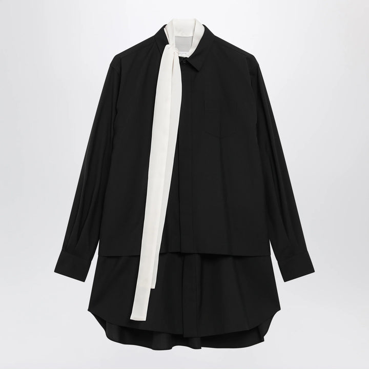 Sacai - Black wool-blend mini shirt dress