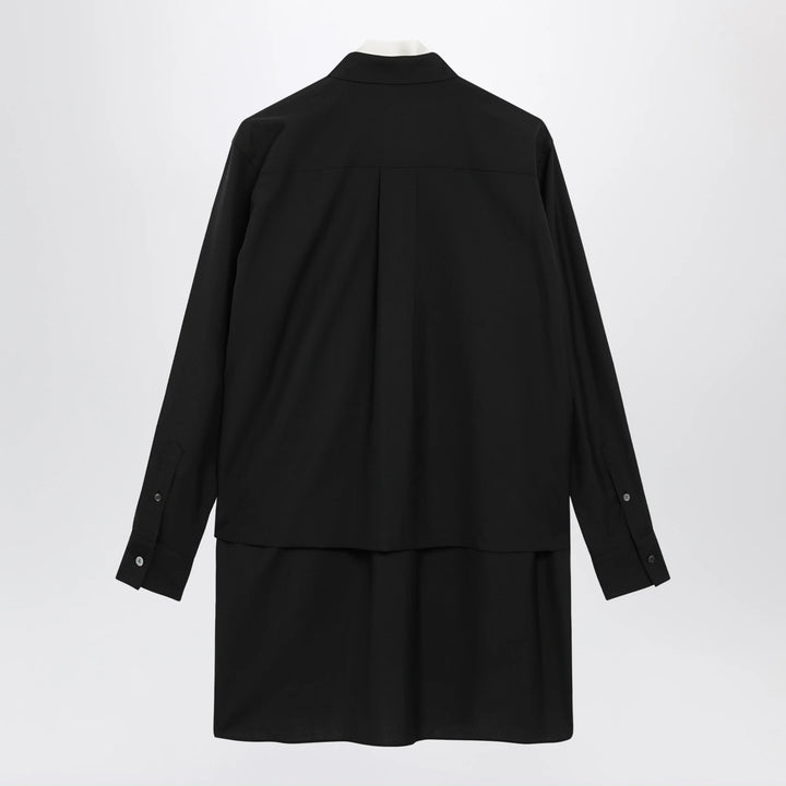Sacai - Black wool-blend mini shirt dress