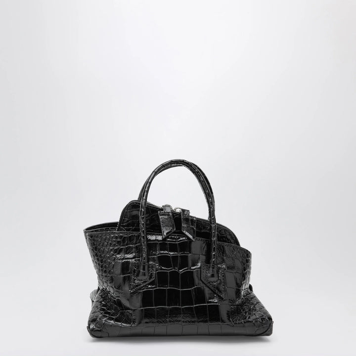 The Attico - La Passeggiata Mini black crocodile-print leather bag