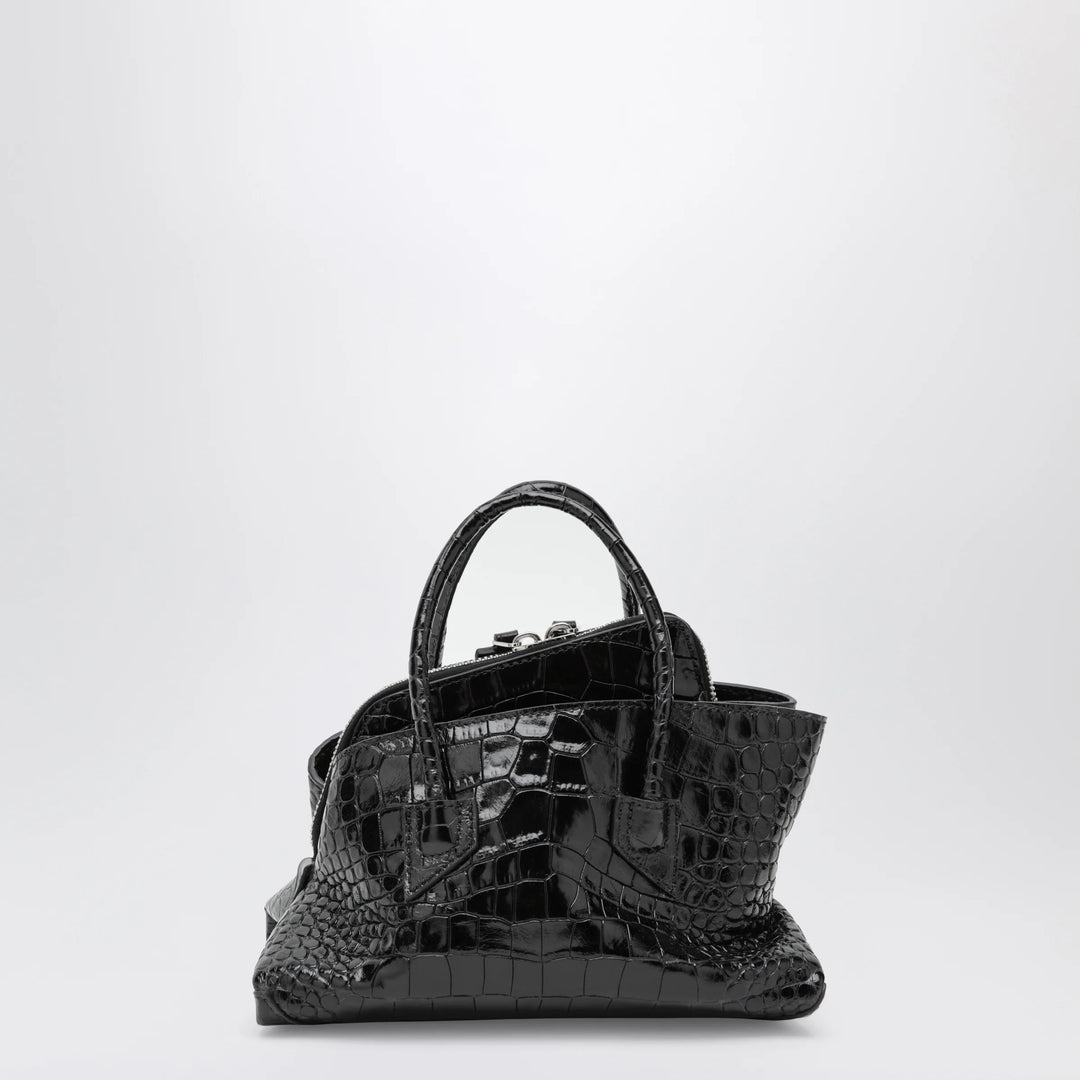 The Attico - La Passeggiata Mini black crocodile-print leather bag