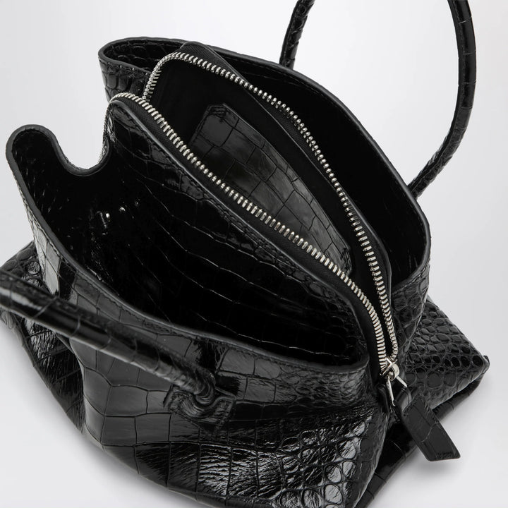 The Attico - La Passeggiata Mini black crocodile-print leather bag