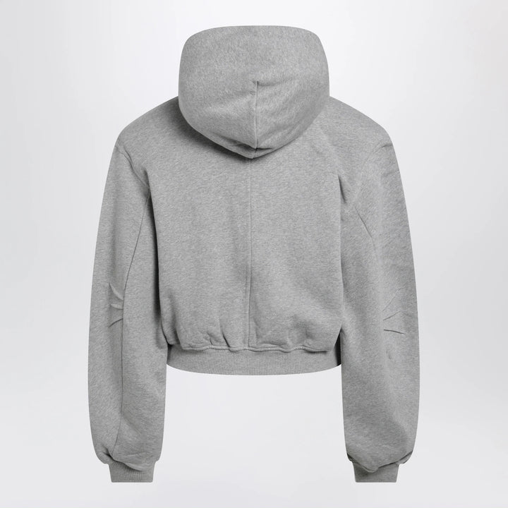 The Attico - Boxy zip-up hoodie in melange grey cotton