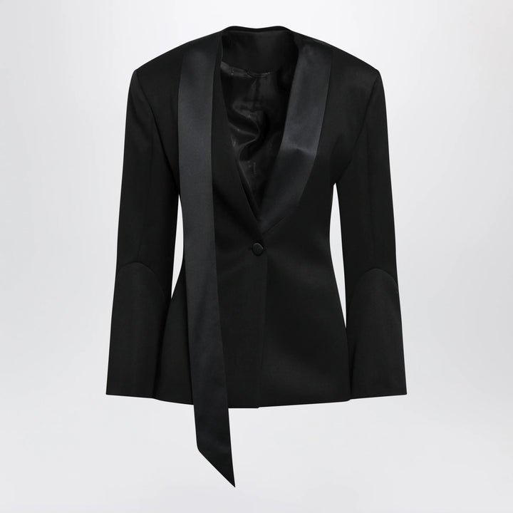 The Attico - Black virgin wool tuxedo jacket with satin lapels