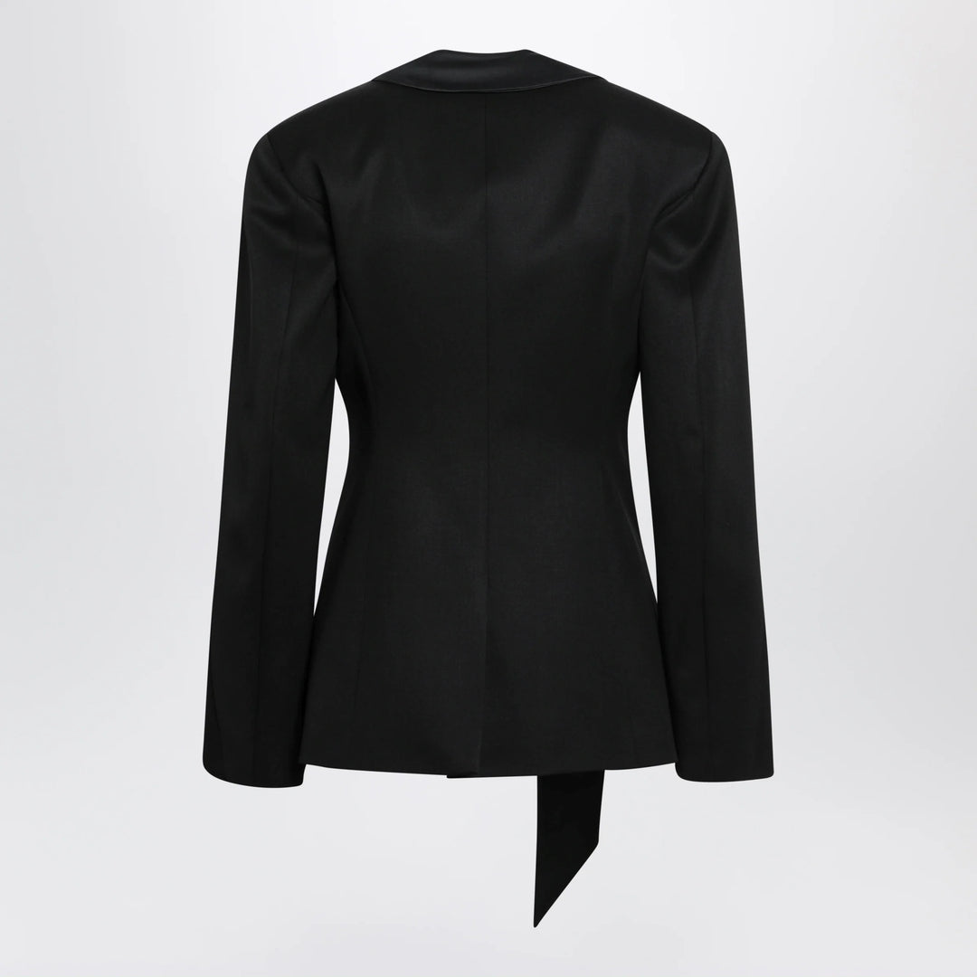 The Attico - Black virgin wool tuxedo jacket with satin lapels