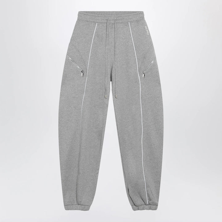 The Attico - Long jogger pants in melange grey cotton jersey