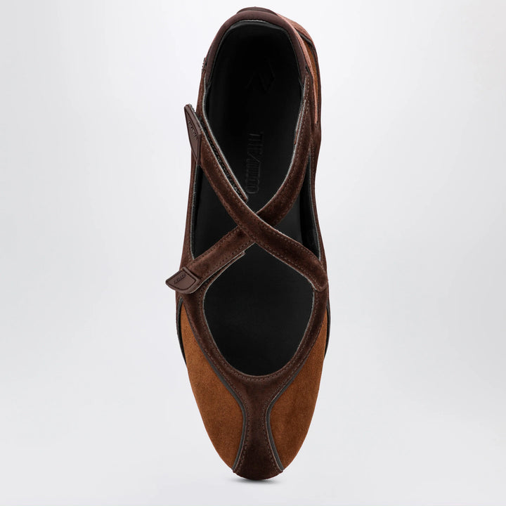 The Attico - Floor 01 suede ballerina-sneaker flats in brown