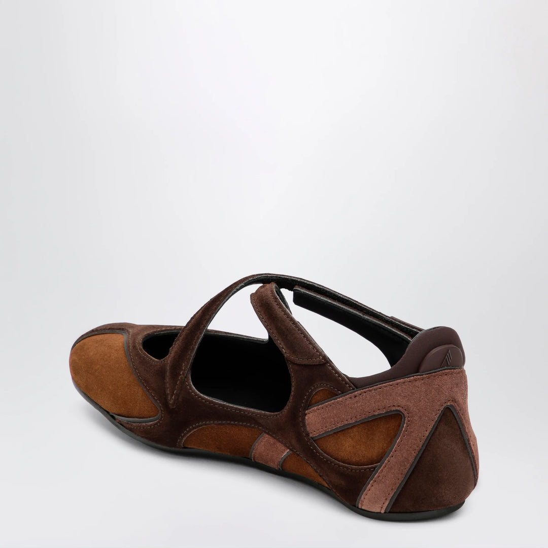 The Attico - Floor 01 suede ballerina-sneaker flats in brown
