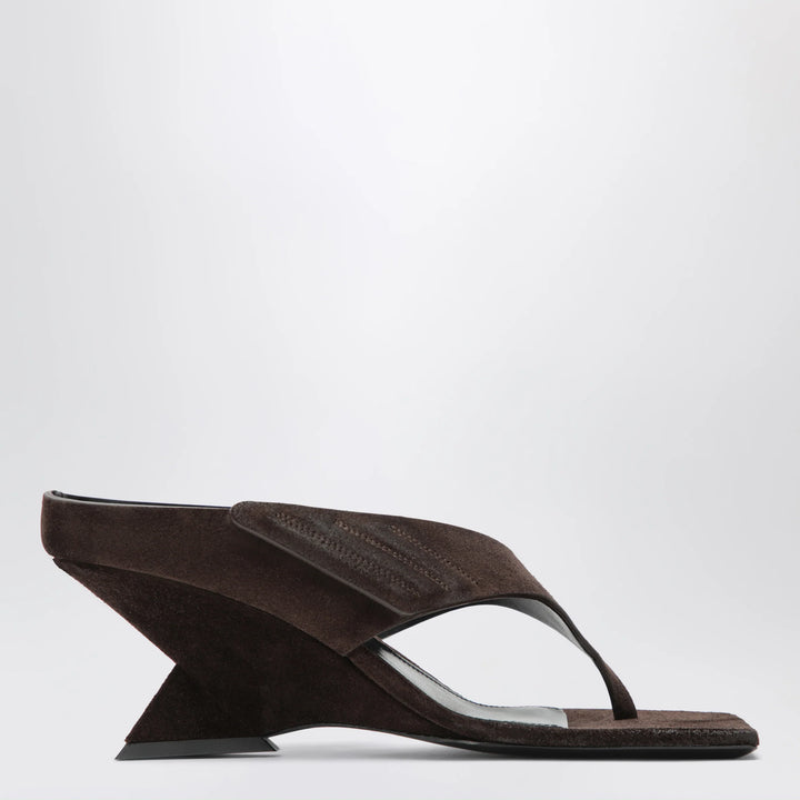 The Attico - Cheope suede thong sandals in dark brown