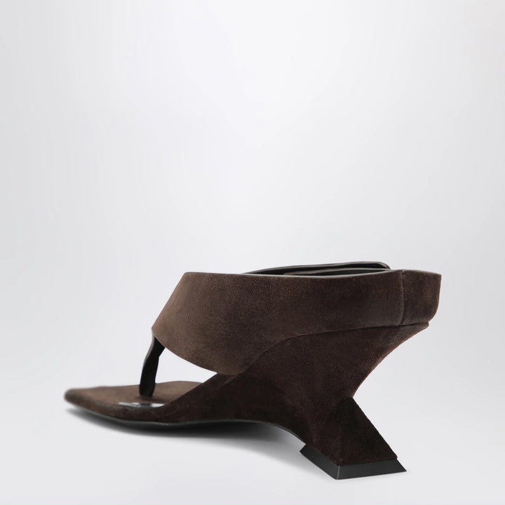 The Attico - Cheope suede thong sandals in dark brown