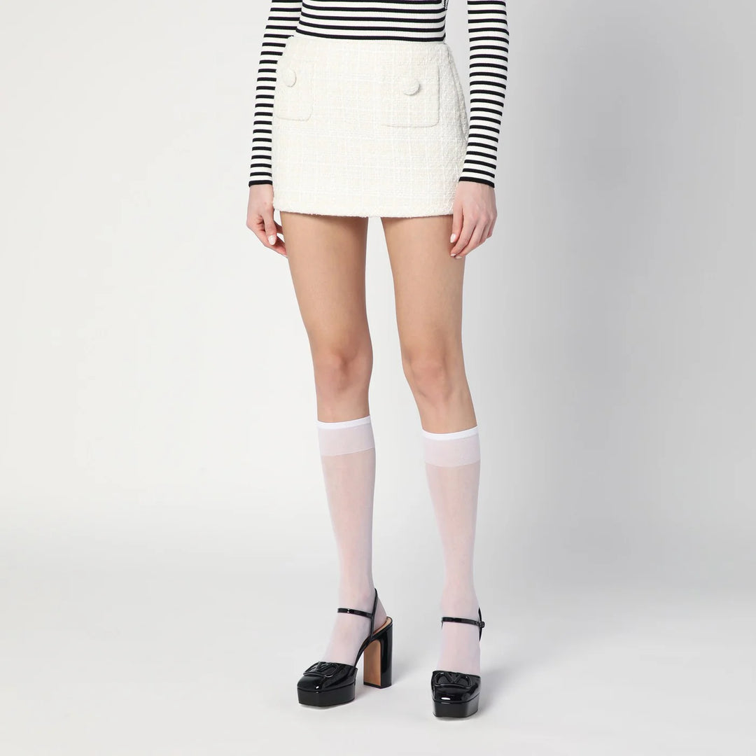 Marc Jacobs - Ivory textured tweed mini skirt