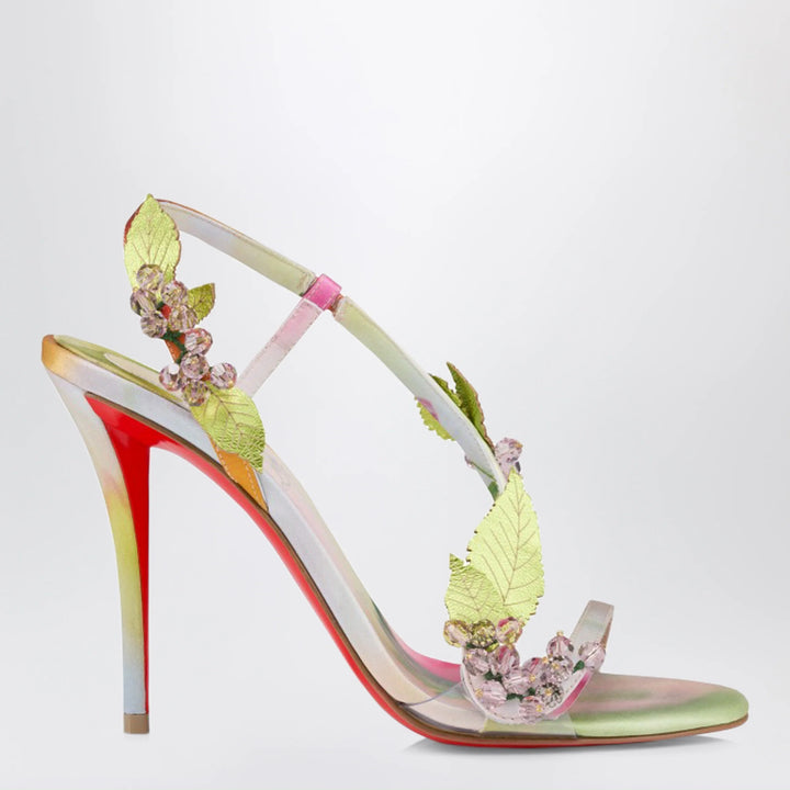 Christian Louboutin - Fruit Pink sandals in multicoloured botanical-print satin crêpe