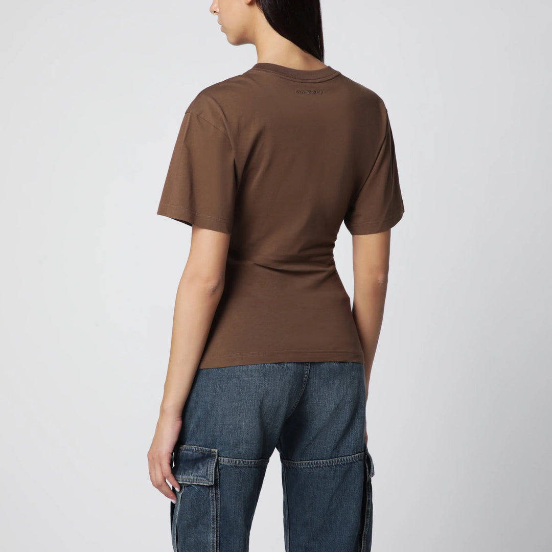 Courrèges - Brick/black cotton T-shirt with logo