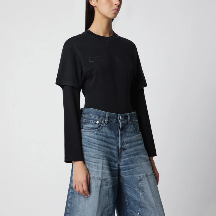 Courrèges - Black double-sleeve T-shirt