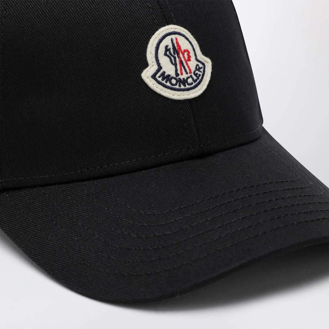 Moncler - Black cotton baseball cap with patch
