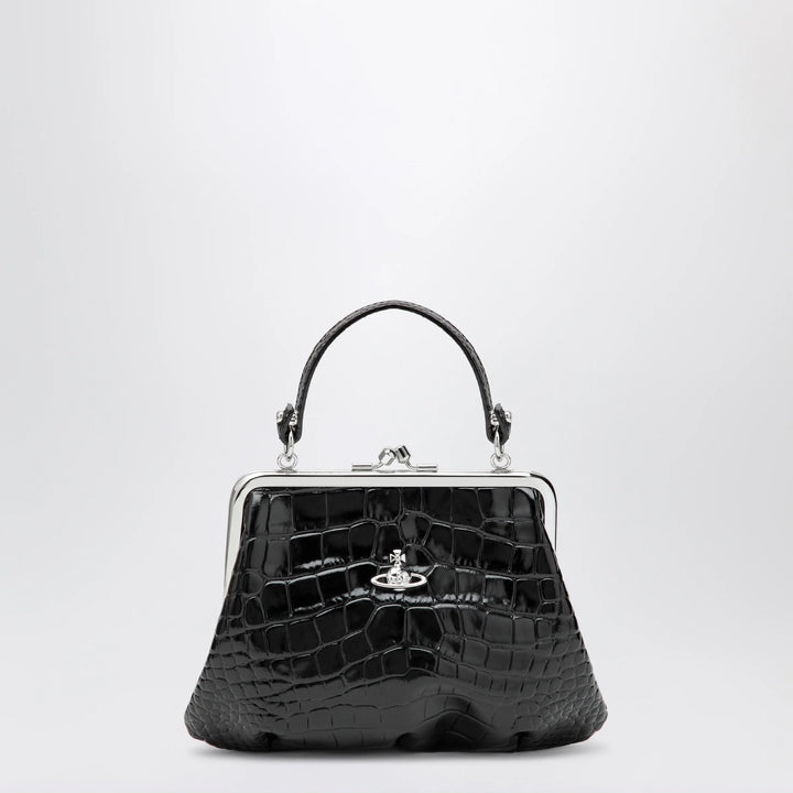 Vivienne Westwood - Granny Frame purse in croc-embossed black leather