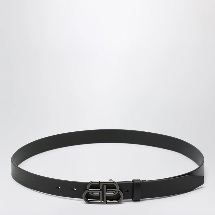 Balenciaga - Slim BB belt in calfskin leather in black