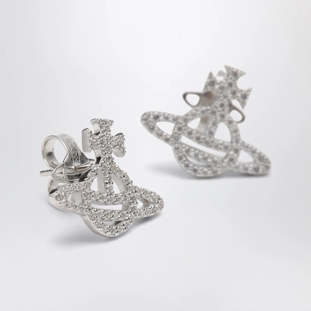 Vivienne Westwood - Platinum-Tone Metal Orb Earrings with Crystals