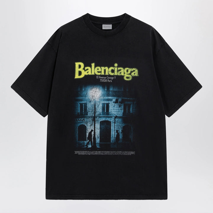 Balenciaga - The Address men’s regular-fit T-shirt in faded black cotton
