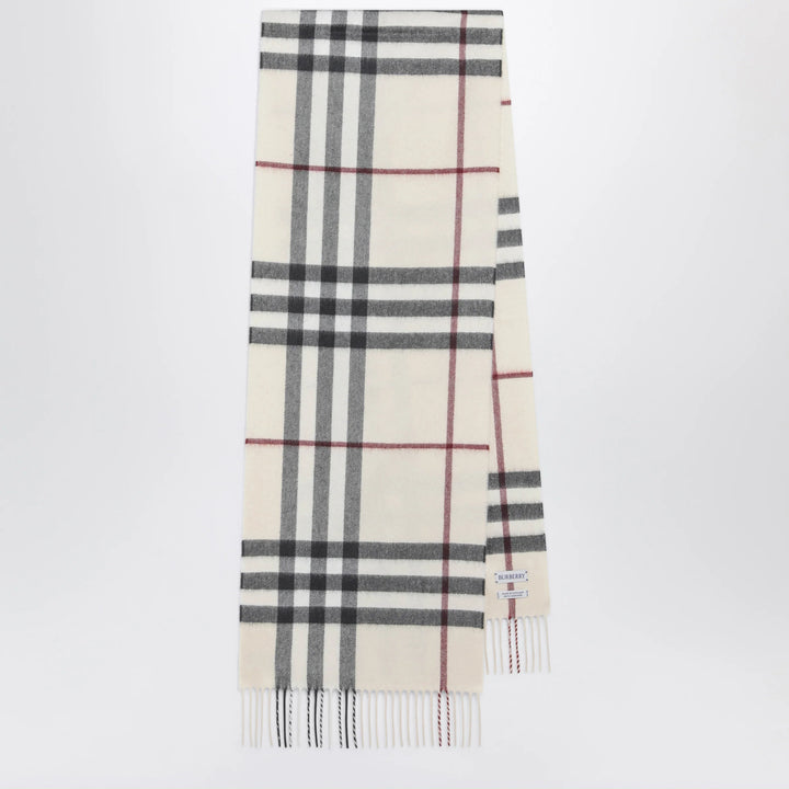 Burberry - Check cashmere scarf in stone