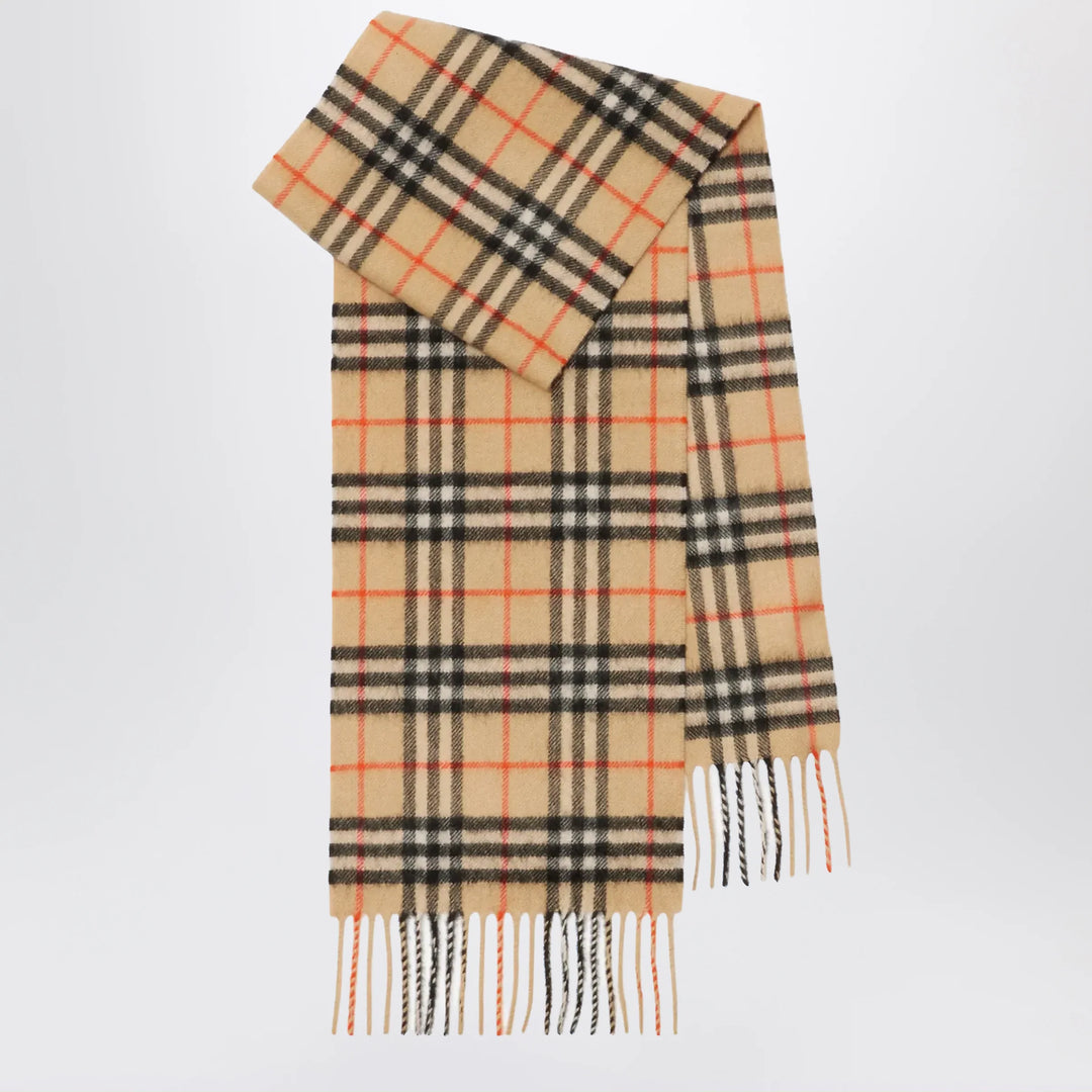 Burberry - Beige cashmere check scarf